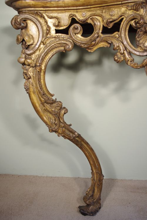 19TH CENTURY LOUIS XV STYLE GILT CONSOLE TABLE - ADDITIONAL PHOTO 5