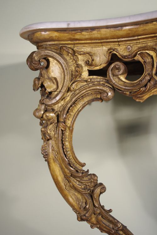 19TH CENTURY LOUIS XV STYLE GILT CONSOLE TABLE - ADDITIONAL PHOTO 6