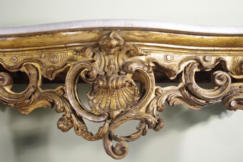 19TH CENTURY LOUIS XV STYLE GILT CONSOLE TABLE - ADDITIONAL PHOTO 7