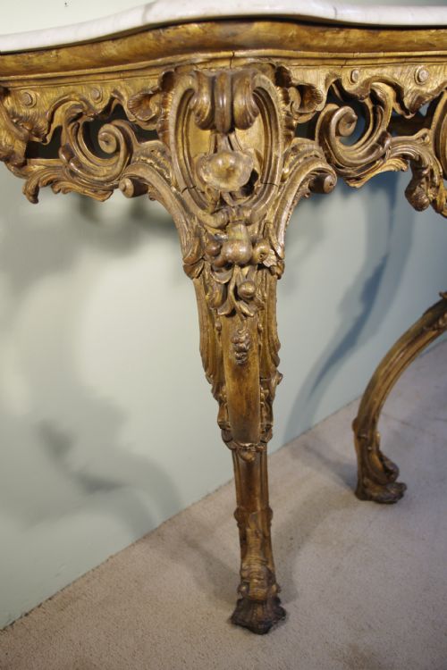 19TH CENTURY LOUIS XV STYLE GILT CONSOLE TABLE - ADDITIONAL PHOTO 9