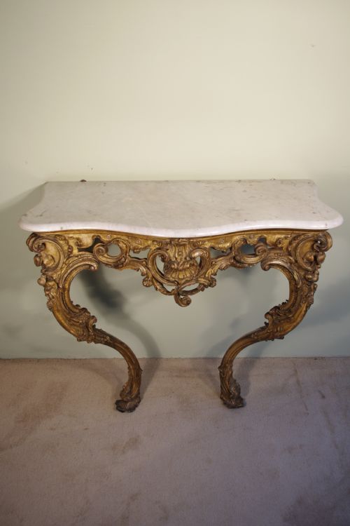 19TH CENTURY LOUIS XV STYLE GILT CONSOLE TABLE - ADDITIONAL PHOTO 12