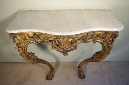 19TH CENTURY LOUIS XV STYLE GILT CONSOLE TABLE - ADDITIONAL PHOTO 13