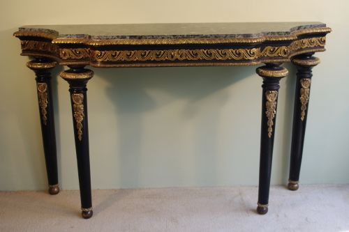 ebonised console table with marble top - CATEGORY: ANTIQUE TABLES - DATED 1870