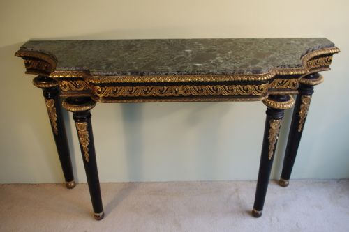 EBONISED CONSOLE TABLE WITH MARBLE TOP - ADDITIONAL PHOTO 2