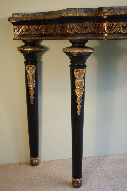 EBONISED CONSOLE TABLE WITH MARBLE TOP - ADDITIONAL PHOTO 4