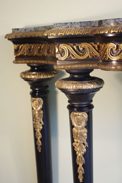 EBONISED CONSOLE TABLE WITH MARBLE TOP - ADDITIONAL PHOTO 5