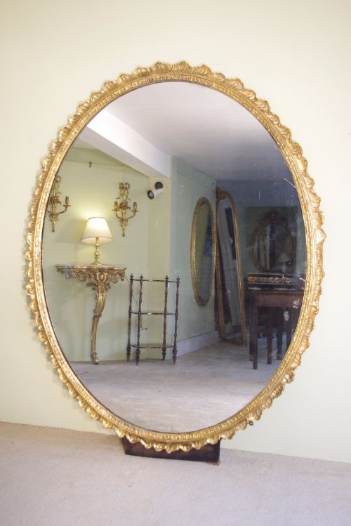 victorian very large oval gilt wall mirror - CATEGORY: ANTIQUE MIRRORS - DATED 1870