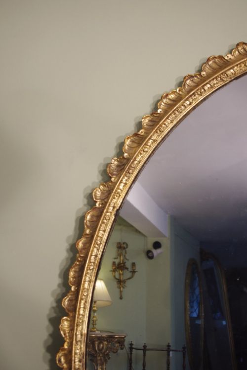 VICTORIAN VERY LARGE OVAL GILT WALL MIRROR - ADDITIONAL PHOTO 2