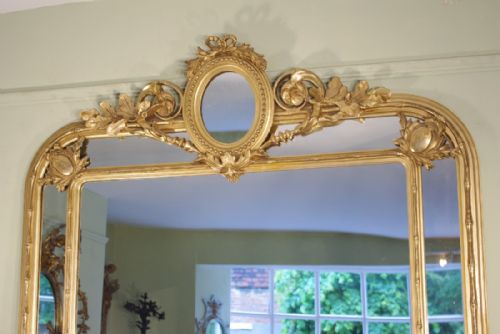 LARGE FRENCH GILT OVERMANTLEWALL MIRROR - ADDITIONAL PHOTO 1