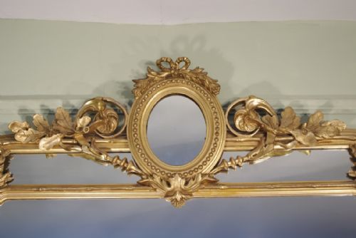 LARGE FRENCH GILT OVERMANTLEWALL MIRROR - ADDITIONAL PHOTO 3