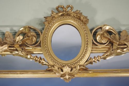 LARGE FRENCH GILT OVERMANTLEWALL MIRROR - ADDITIONAL PHOTO 4