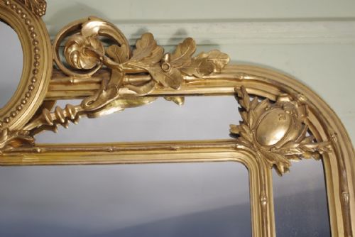 LARGE FRENCH GILT OVERMANTLEWALL MIRROR - ADDITIONAL PHOTO 5