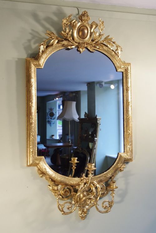 english gilt girandole wall mirror - CATEGORY: ANTIQUE MIRRORS - DATED 1880