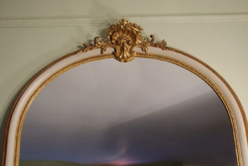 LARGE FRENCH PAINTED AND PARCELGILT ARCH TOP MIRROR - ADDITIONAL PHOTO 1
