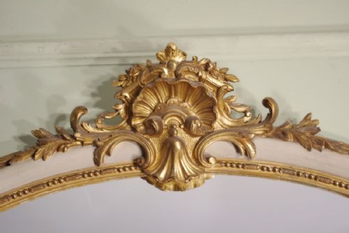 LARGE FRENCH PAINTED AND PARCELGILT ARCH TOP MIRROR - ADDITIONAL PHOTO 2