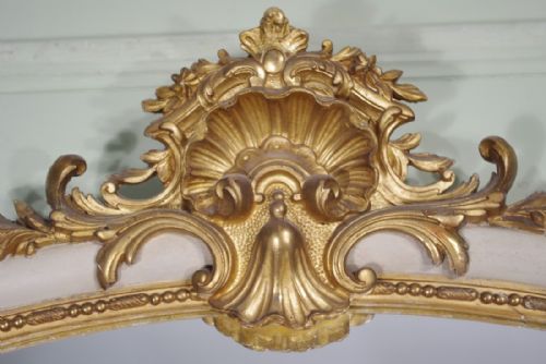 LARGE FRENCH PAINTED AND PARCELGILT ARCH TOP MIRROR - ADDITIONAL PHOTO 3