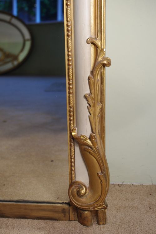 LARGE FRENCH PAINTED AND PARCELGILT ARCH TOP MIRROR - ADDITIONAL PHOTO 6