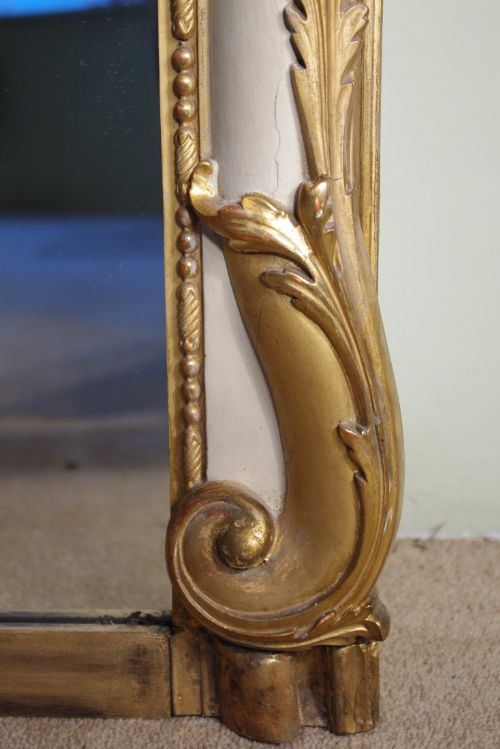 LARGE FRENCH PAINTED AND PARCELGILT ARCH TOP MIRROR - ADDITIONAL PHOTO 7