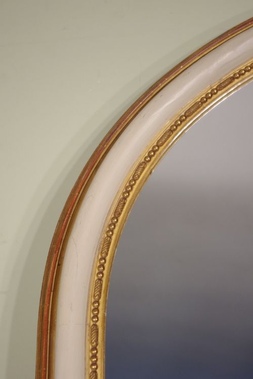 LARGE FRENCH PAINTED AND PARCELGILT ARCH TOP MIRROR - ADDITIONAL PHOTO 10