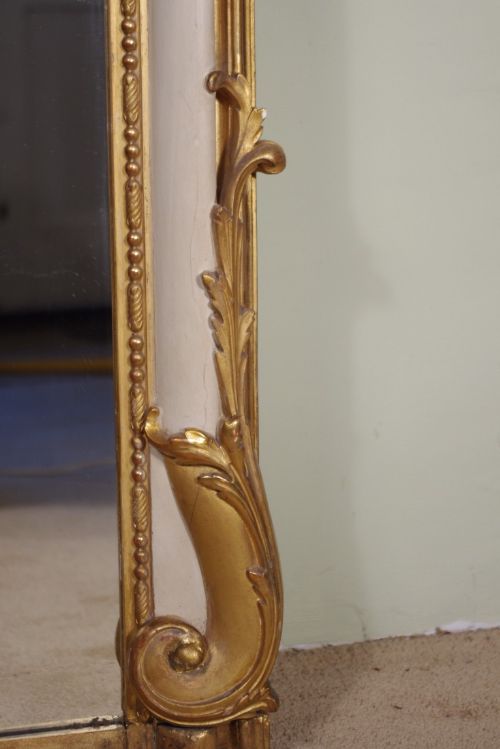 LARGE FRENCH PAINTED AND PARCELGILT ARCH TOP MIRROR - ADDITIONAL PHOTO 12