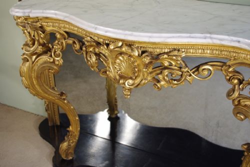 19TH CENTURY ENGLISH GILT CONSOLE TABLE - ADDITIONAL PHOTO 6
