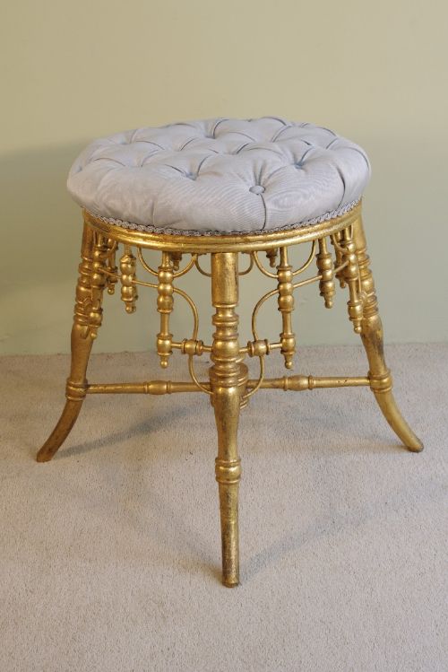 french gilt simulated bamboo stool - CATEGORY: ANTIQUE STOOLS - DATED 1900