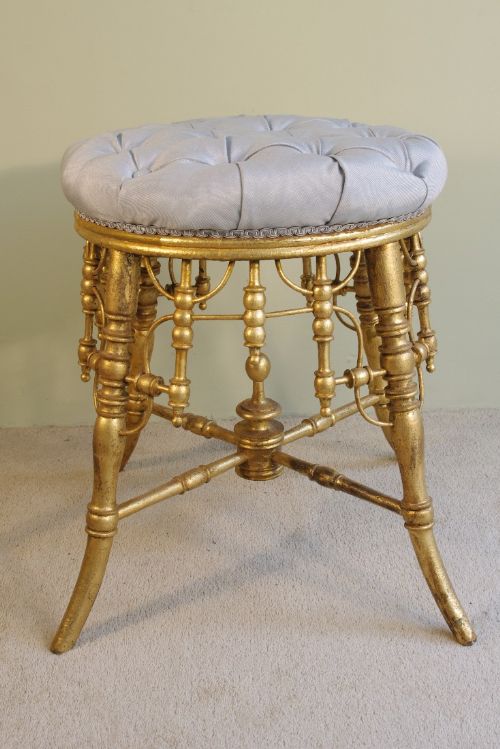 FRENCH GILT SIMULATED BAMBOO STOOL - ADDITIONAL PHOTO 2