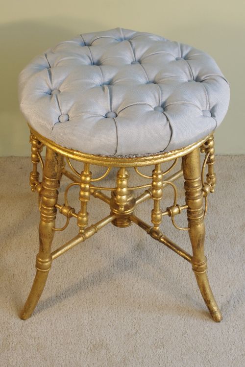 FRENCH GILT SIMULATED BAMBOO STOOL - ADDITIONAL PHOTO 3