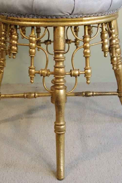 FRENCH GILT SIMULATED BAMBOO STOOL - ADDITIONAL PHOTO 4