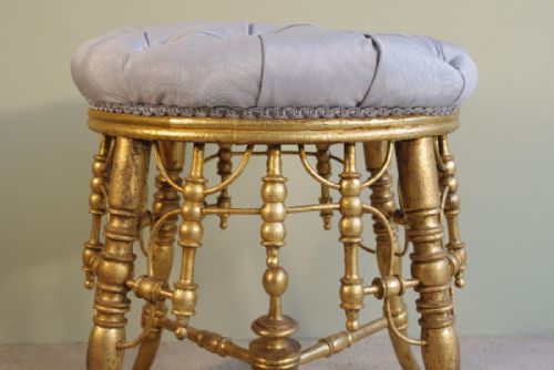 FRENCH GILT SIMULATED BAMBOO STOOL - ADDITIONAL PHOTO 5