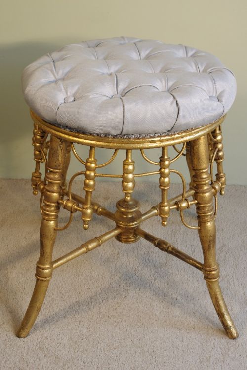 FRENCH GILT SIMULATED BAMBOO STOOL - ADDITIONAL PHOTO 7