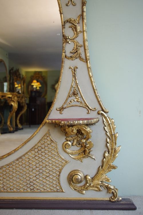 ENGLISH VICTORIAN PAINTED AND PARCELGILT LARGE OVERMANTLE MIRROR - ADDITIONAL PHOTO 4