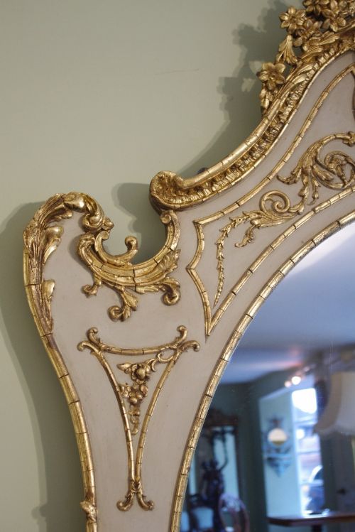 ENGLISH VICTORIAN PAINTED AND PARCELGILT LARGE OVERMANTLE MIRROR - ADDITIONAL PHOTO 5