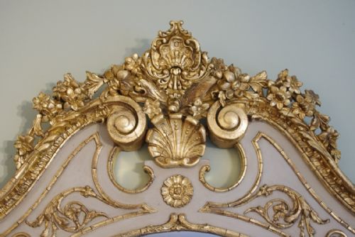 ENGLISH VICTORIAN PAINTED AND PARCELGILT LARGE OVERMANTLE MIRROR - ADDITIONAL PHOTO 8