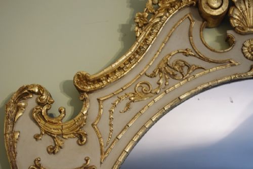 ENGLISH VICTORIAN PAINTED AND PARCELGILT LARGE OVERMANTLE MIRROR - ADDITIONAL PHOTO 9