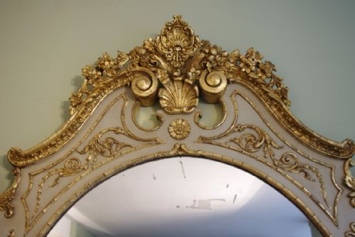 ENGLISH VICTORIAN PAINTED AND PARCELGILT LARGE OVERMANTLE MIRROR - ADDITIONAL PHOTO 10