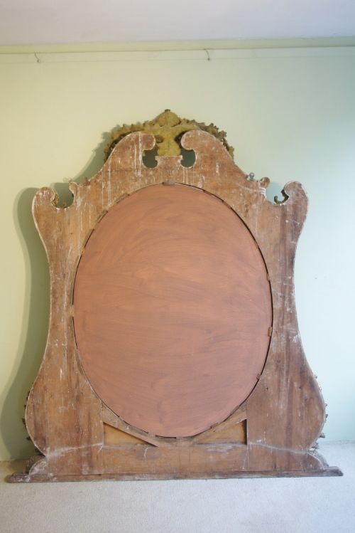 ENGLISH VICTORIAN PAINTED AND PARCELGILT LARGE OVERMANTLE MIRROR - ADDITIONAL PHOTO 11