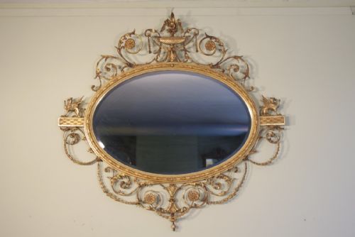 english gilt adam style overmantle - CATEGORY: ANTIQUE MIRRORS - DATED 1880