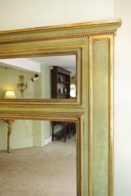 LARGE FRENCH PAINTED AND PARCELGILT OVERMANTLE - ADDITIONAL PHOTO 3