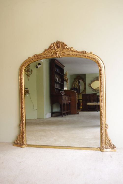 victorian gilt arch top overmantle - CATEGORY: ANTIQUE MIRRORS - DATED 1880
