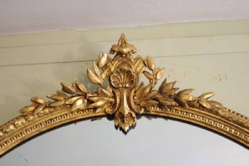 LARGE OVAL 19TH CENTURY ENGLISH GILT WALL MIRROR - ADDITIONAL PHOTO 3