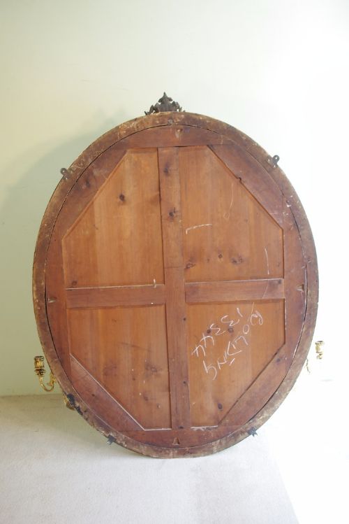 LARGE OVAL 19TH CENTURY ENGLISH GILT WALL MIRROR - ADDITIONAL PHOTO 7