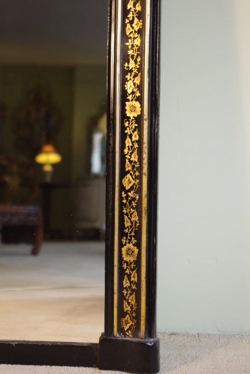 LARGE VICTORIAN EBONISED AND PARCELGILT ARCH TOP OVERMANTLE - ADDITIONAL PHOTO 6