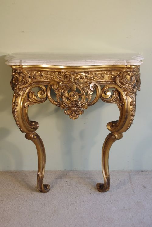 FRENCH GILT MARBLE TOP CONSOLE TABLE - ADDITIONAL PHOTO 1