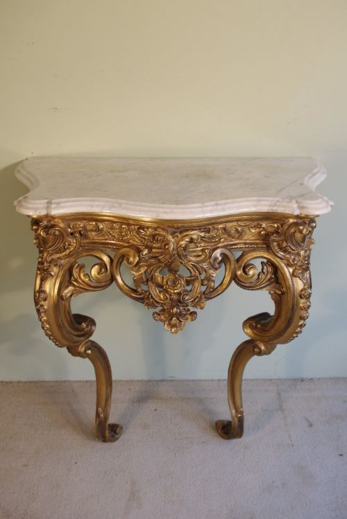 FRENCH GILT MARBLE TOP CONSOLE TABLE - ADDITIONAL PHOTO 2