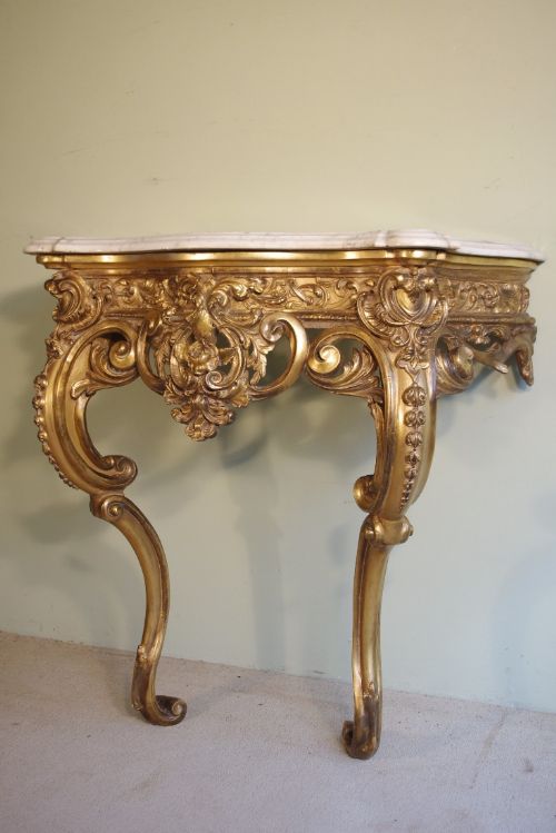 FRENCH GILT MARBLE TOP CONSOLE TABLE - ADDITIONAL PHOTO 3