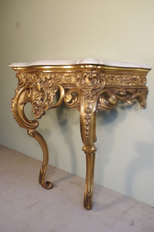 FRENCH GILT MARBLE TOP CONSOLE TABLE - ADDITIONAL PHOTO 4