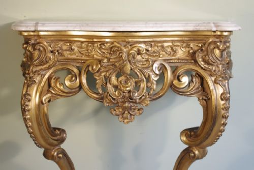 FRENCH GILT MARBLE TOP CONSOLE TABLE - ADDITIONAL PHOTO 5