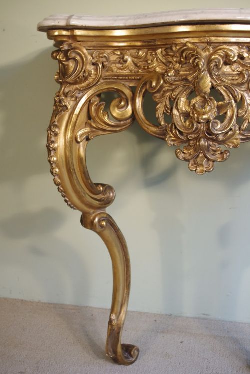 FRENCH GILT MARBLE TOP CONSOLE TABLE - ADDITIONAL PHOTO 6