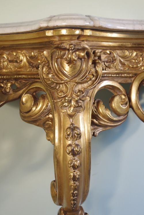 FRENCH GILT MARBLE TOP CONSOLE TABLE - ADDITIONAL PHOTO 7